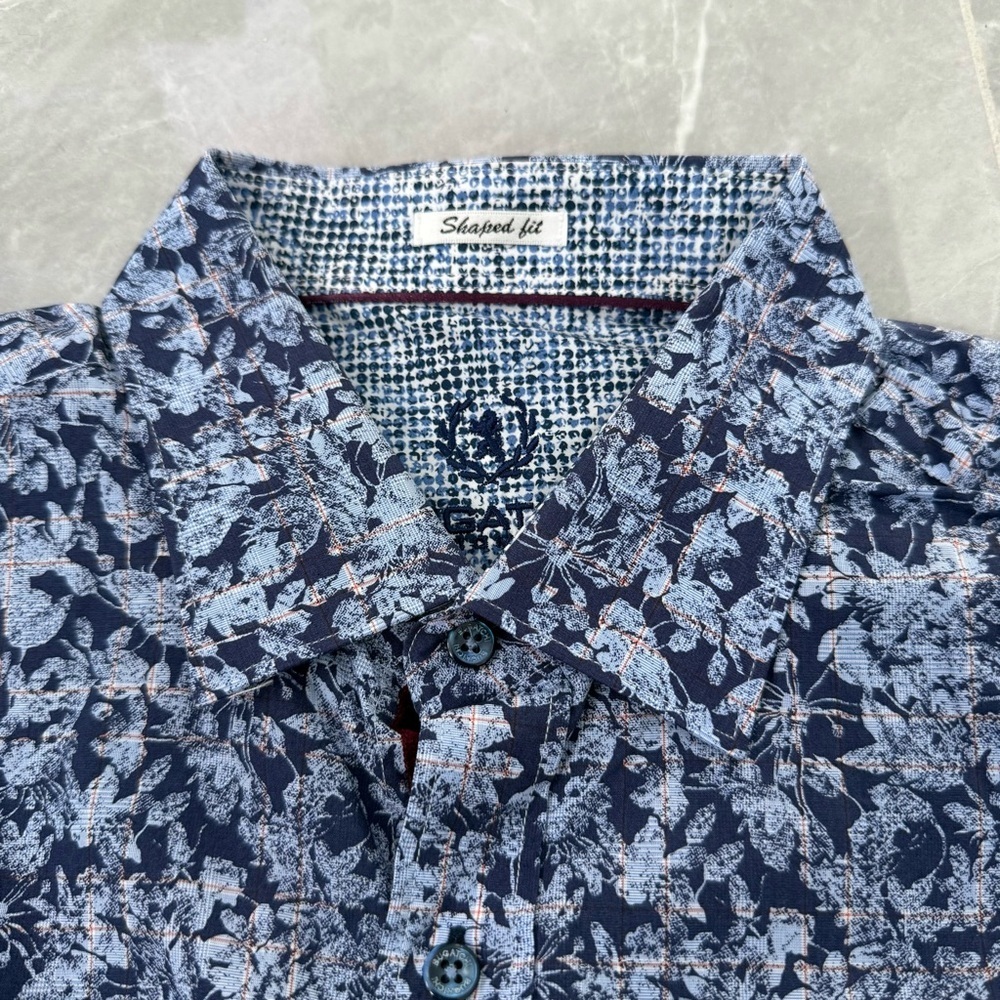 Men’s Bugatchi Floral Patterned Long Sleeve Button Down Dress Shirt Shaped Fit - Picture 5 of 16